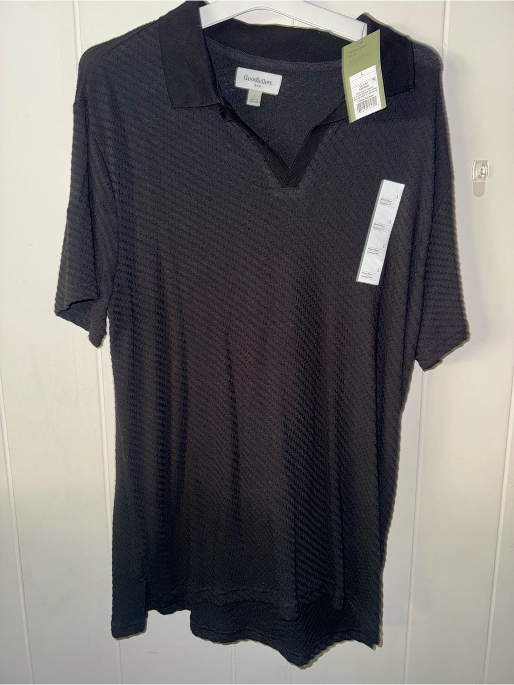 Goodfellow & Co Black Textured Short Sleeve Polo